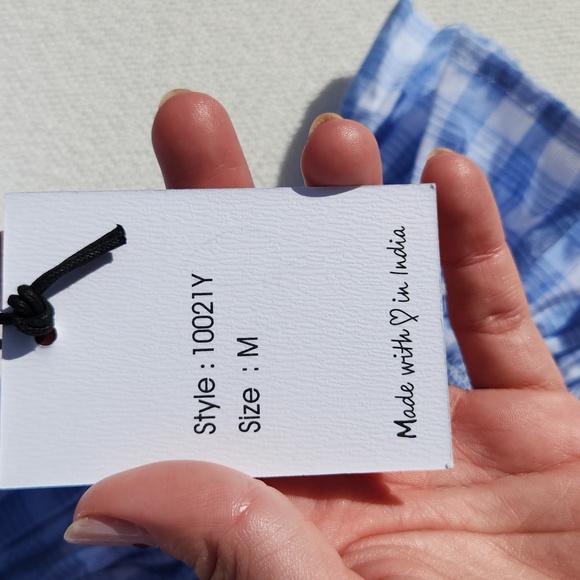 Coquette off shoulder blue checkered top size medium - Picture 5 of 5